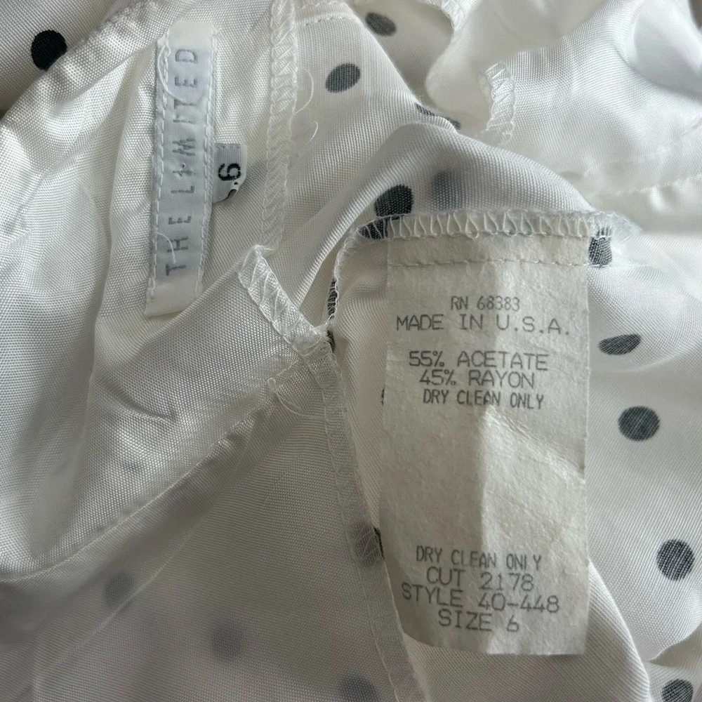 Vintage 90s The Limited Polka Dot Cross Back Dress Black White Open Back Size 6